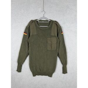 Original German Army Pullover Commando Jumper Green Olive Sweater Wool Flag 50